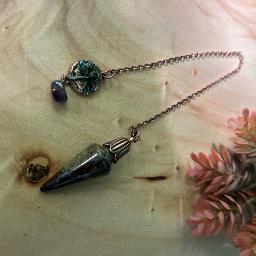 Copper Bloodstone Dragonfly Pendulum